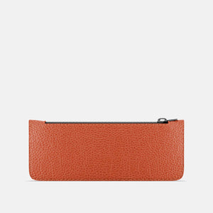 Leather Pencil Case - Orange and Beige