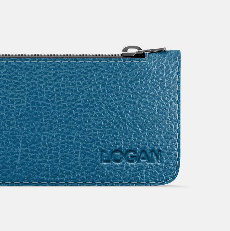 Leather Pencil Case - Turquoise Blue and Orange - RYAN London