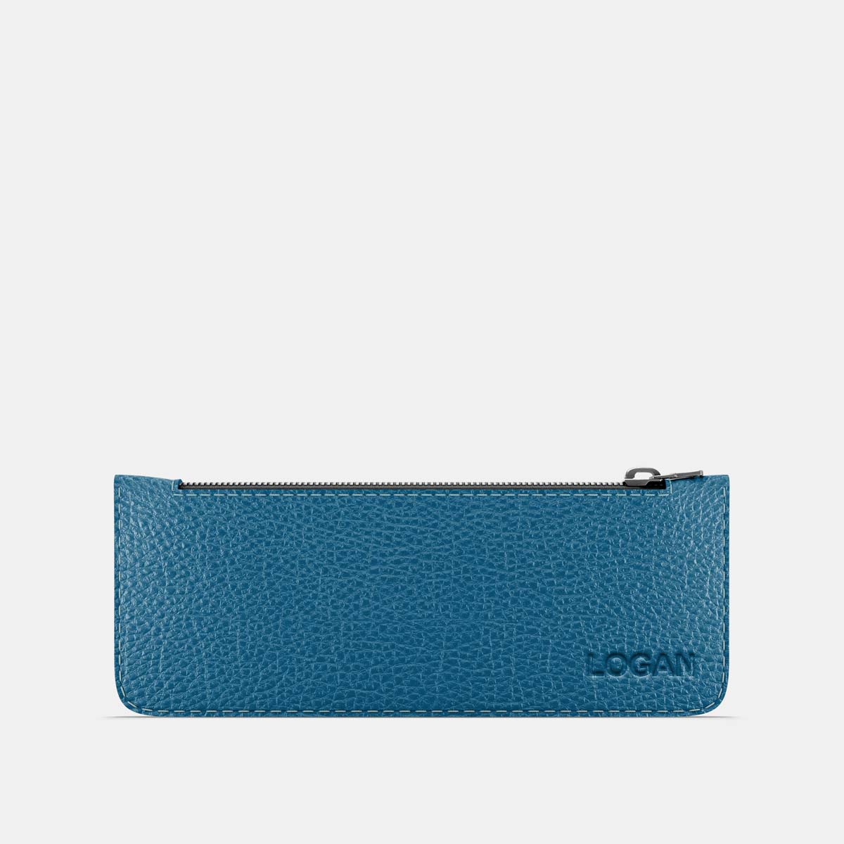 Leather Pencil Case - Turquoise Blue and Orange - RYAN London