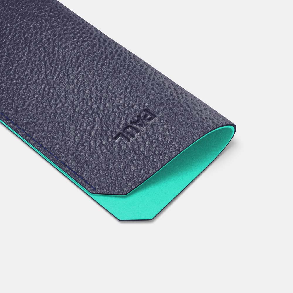 Leather Sunglasses Case - Navy Blue and Mint - RYAN London