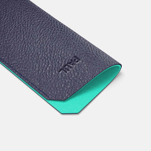 Leather Sunglasses Case - Navy Blue and Mint