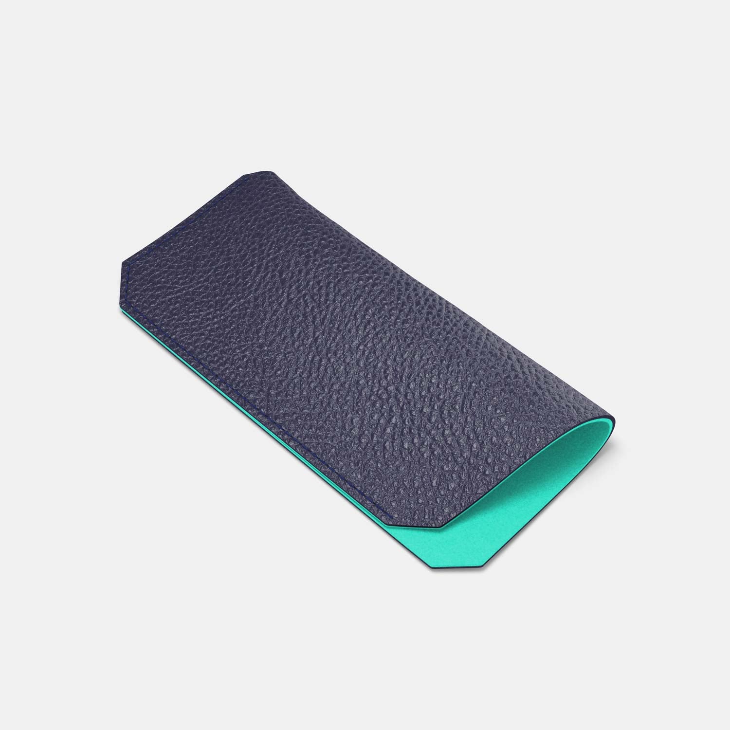 Leather Sunglasses Case - Navy Blue and Mint - RYAN London