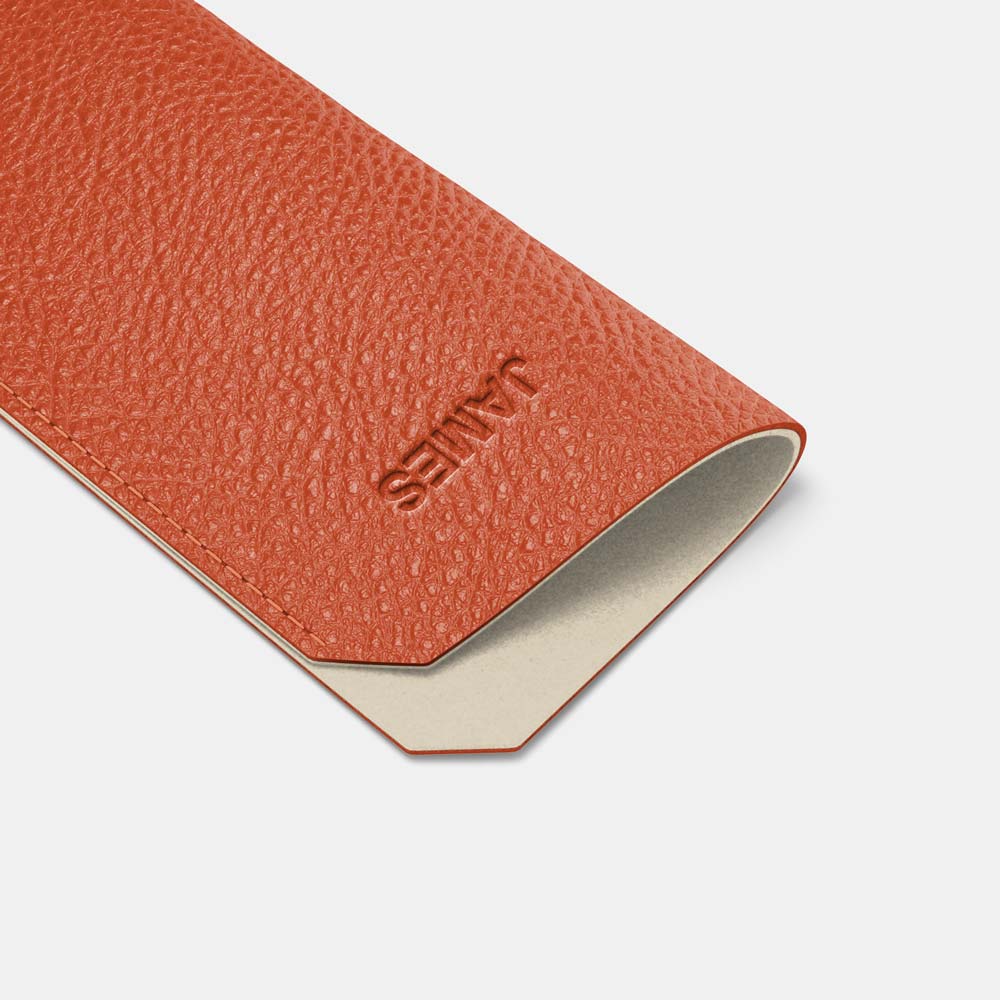 Leather Sunglasses Case - Orange and Beige - RYAN London