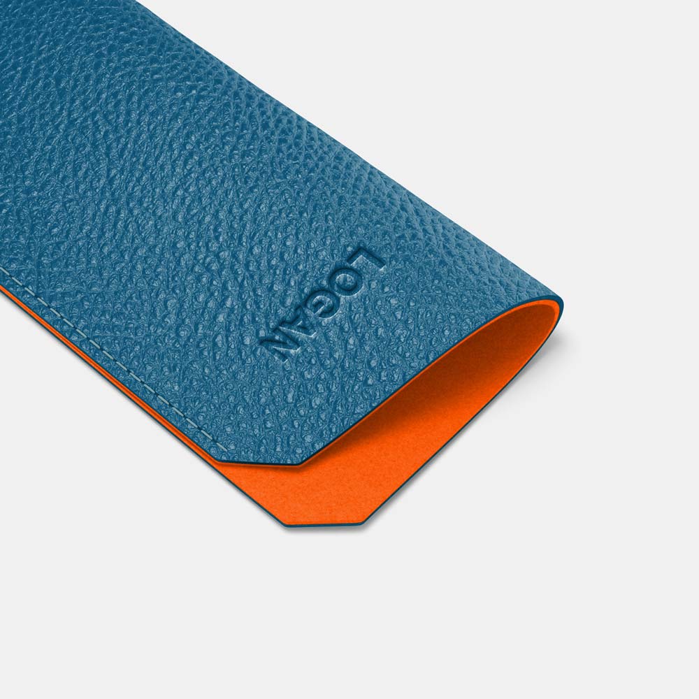 Leather Sunglasses Case - Turquoise Blue and Orange - RYAN London