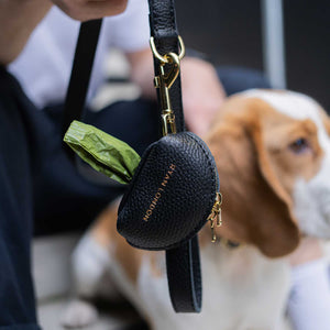 Leather Dog Poop Bag Holder - Black - RYAN London